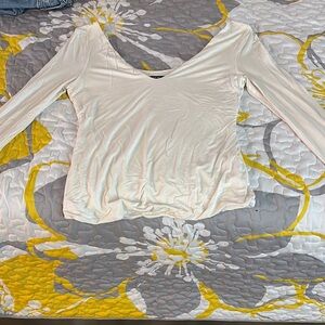 Elegant Cream V-Neck Women's Top